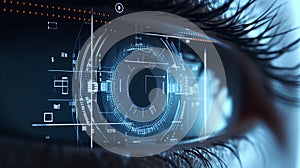 Human eye, scanned meticulously for identity verification in safeguarding our digital world