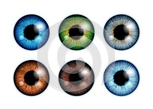 Human eyeballs iris pupils set - assorted colors.