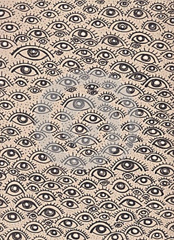 Human eyes hand drawn pattern