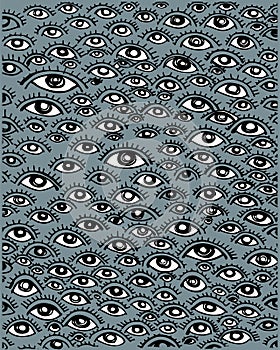 Human eyes hand drawn pattern