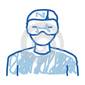 human with eyes mask doodle icon hand drawn illustration