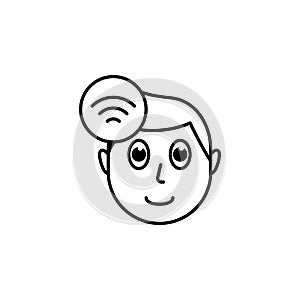 human face character mind in wifi icon