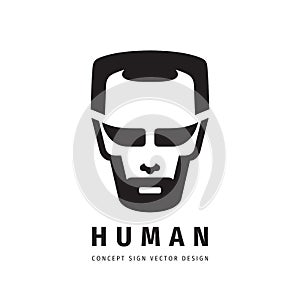 Human face concept logo design. Brutalist man sign.