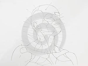 Human face neck pencil drawing