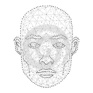 Human face, polygon, dots, black-white