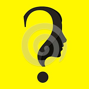 Human face with question mark. Education and innovation concept. Vector.