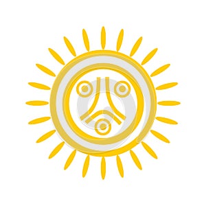 Human face on sun vector silhouette illustration isolated.