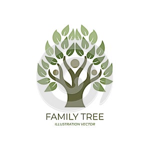 Human Family Tree of Life Icon Symbol Illustration