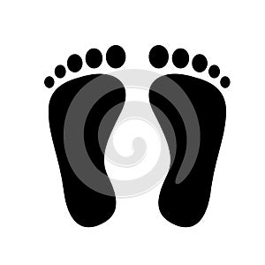 Human feet black silhouette. Footprint with toes icon.