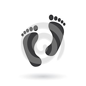 Human feet black with toes icon. Flat style - stock vector