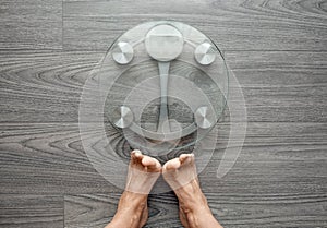 Human feet on electronic scales