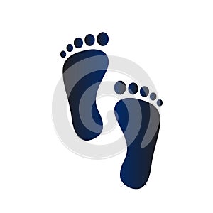 Human feet silhouette. Footprint with toes icon.