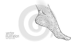 Human feet toe 3D low poly render. Polygonal gray white monochrome neutral color medical healthcare painful area