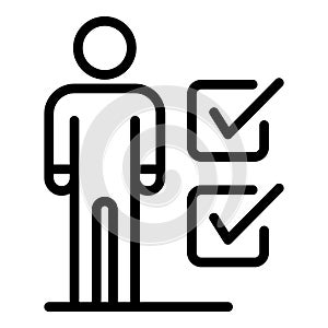 Human figure and checkboxes icon, outline style photo