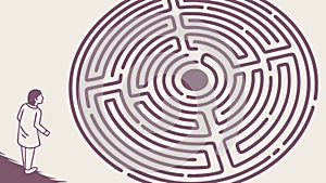 Human Figure in a Complex Circular Maze, vector design Generative AI