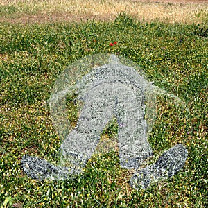 Human figure imprinted on grass