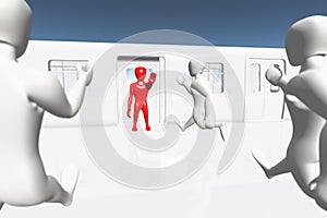 Human Figure Showing Stop Getting On Train 3D