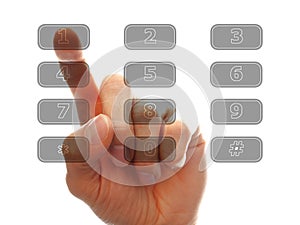 Human finger pressing a key