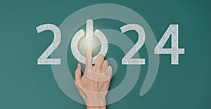 Human finger pressing 2024 start button