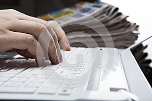 Human fingers on the keyboard