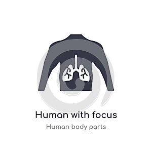 human with focus on the lungs outline icon. isolated line vector illustration from human body parts collection. editable thin