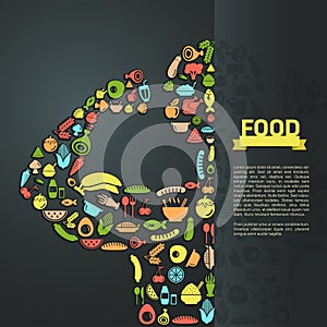 Human food icon in infographic background layout design, create