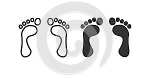 Human foot barefoot icon. Footprint people symbol. Sign step barefoot vetor