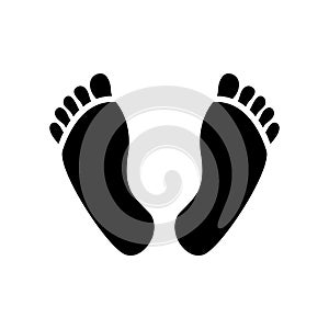Human foot print icon, foot step symbol, black silhouette illustration - Vector