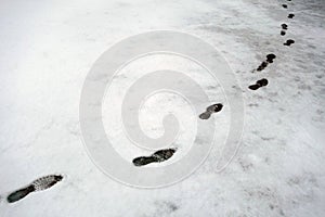 Human foot prints in snow