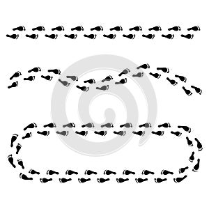 Human footpath steps. Human steps circle. Vector illustration. stock image.