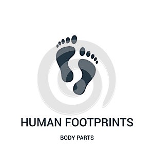 human footprints icon vector from body parts collection. Thin line human footprints outline icon vector illustration