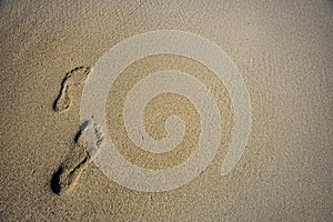 Human footprints in the sand