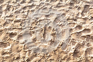 Human footprints sand beach