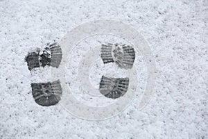 Human footprints in the sleet