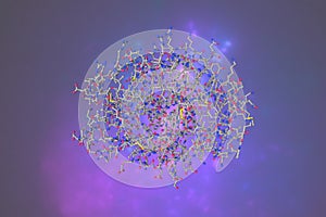 Human gamma-thrombin. Molecular model. Rendering based on protein data bank. 3d illustration