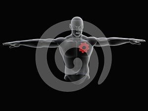 Human gear heart ceoncept in black background