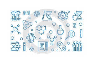 Human Genetic Engineering vector blue outline illustration