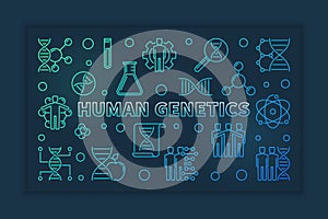Human Genetics vector colorful linear horizontal illustration
