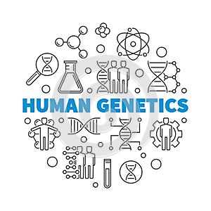 Human Genetics vector round concept outline illustration