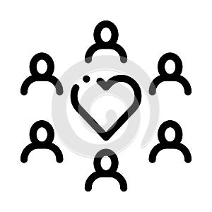 Human Group Love Icon Vector Outline Illustration