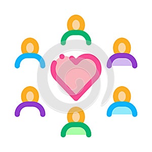 Human Group Love Icon Vector Outline Illustration