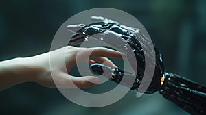 Human and Black Robotic Hand Interaction