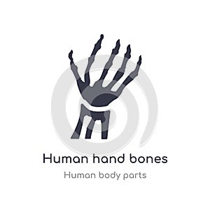 human hand bones outline icon. isolated line vector illustration from human body parts collection. editable thin stroke human hand