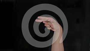 Human hand doing Alphabet H sign language in HD.