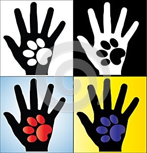 Human Hand and God Paw Silhouette