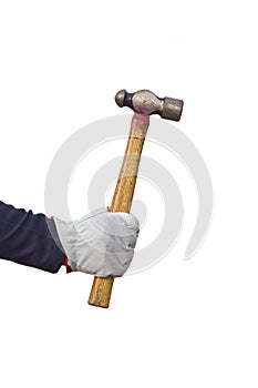 Human hand holding hammer