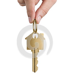 Human hand holding key