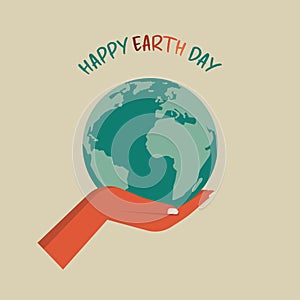 human hand holding planet globe for earth day concept