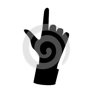 Human Hand icon silhouette isolated in the white background. Flat style. Hand fist with bent forefinger and thumb. Flat