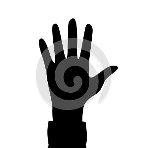 Human Hand icon silhouette isolated in the white background. Flat style. Vector illustration